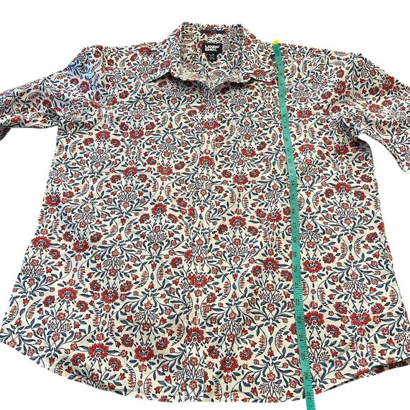 Lands’ End Floral Button Down Top L Red Blue Long Sleeve Western Classic Warm - Picture 6 of 12
